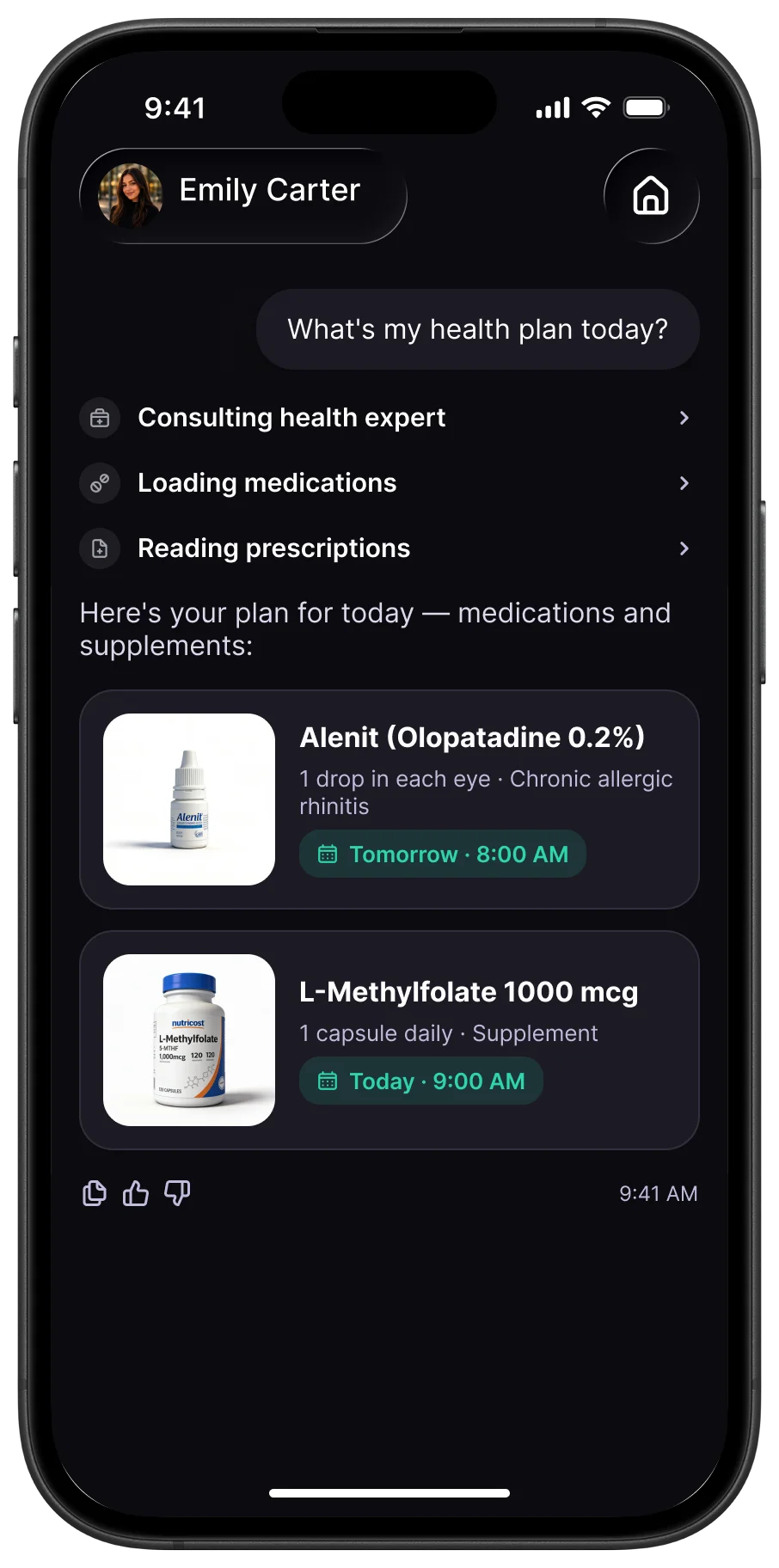 Clatri showing today's medications