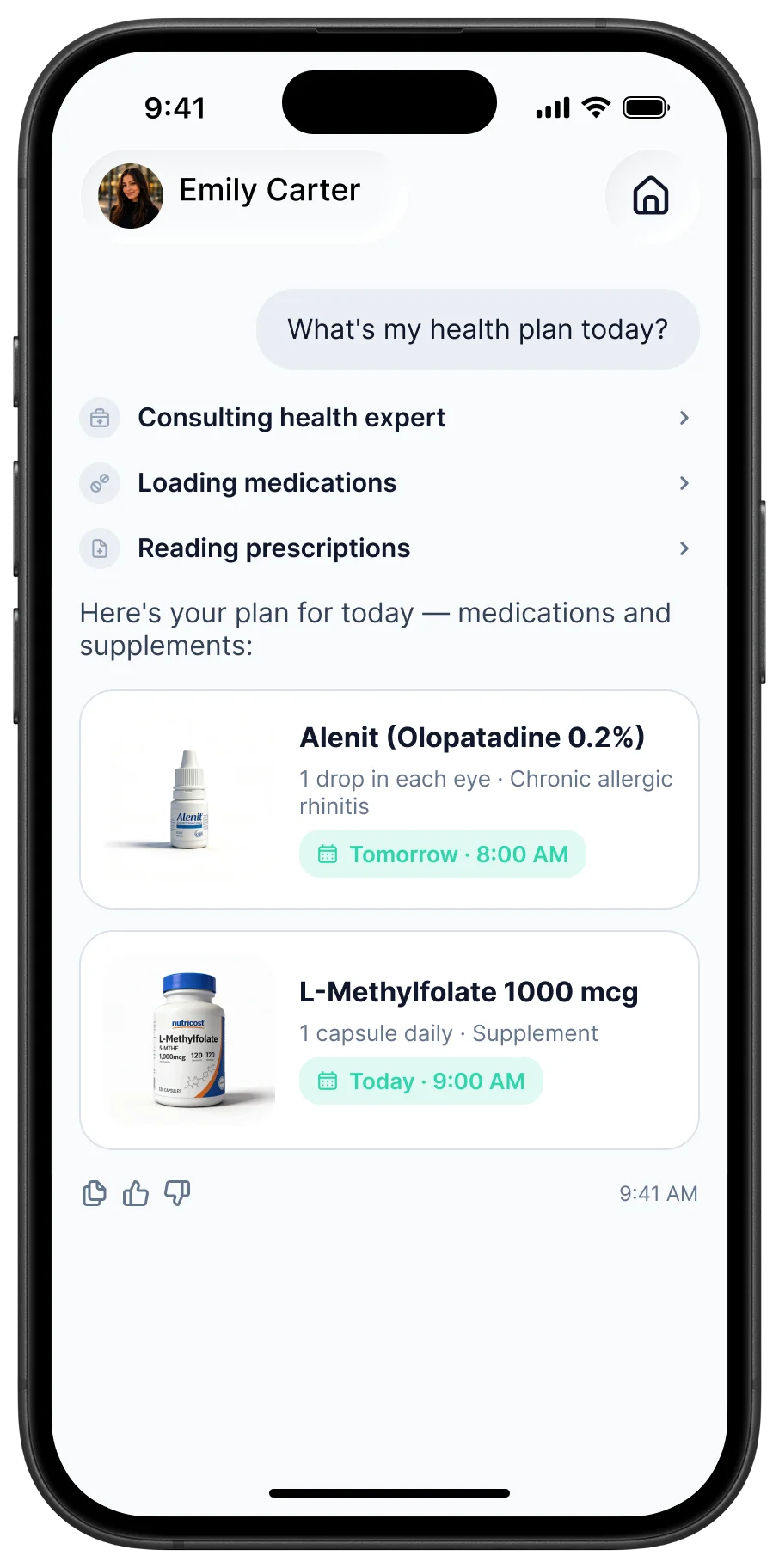 Clatri showing today's medications