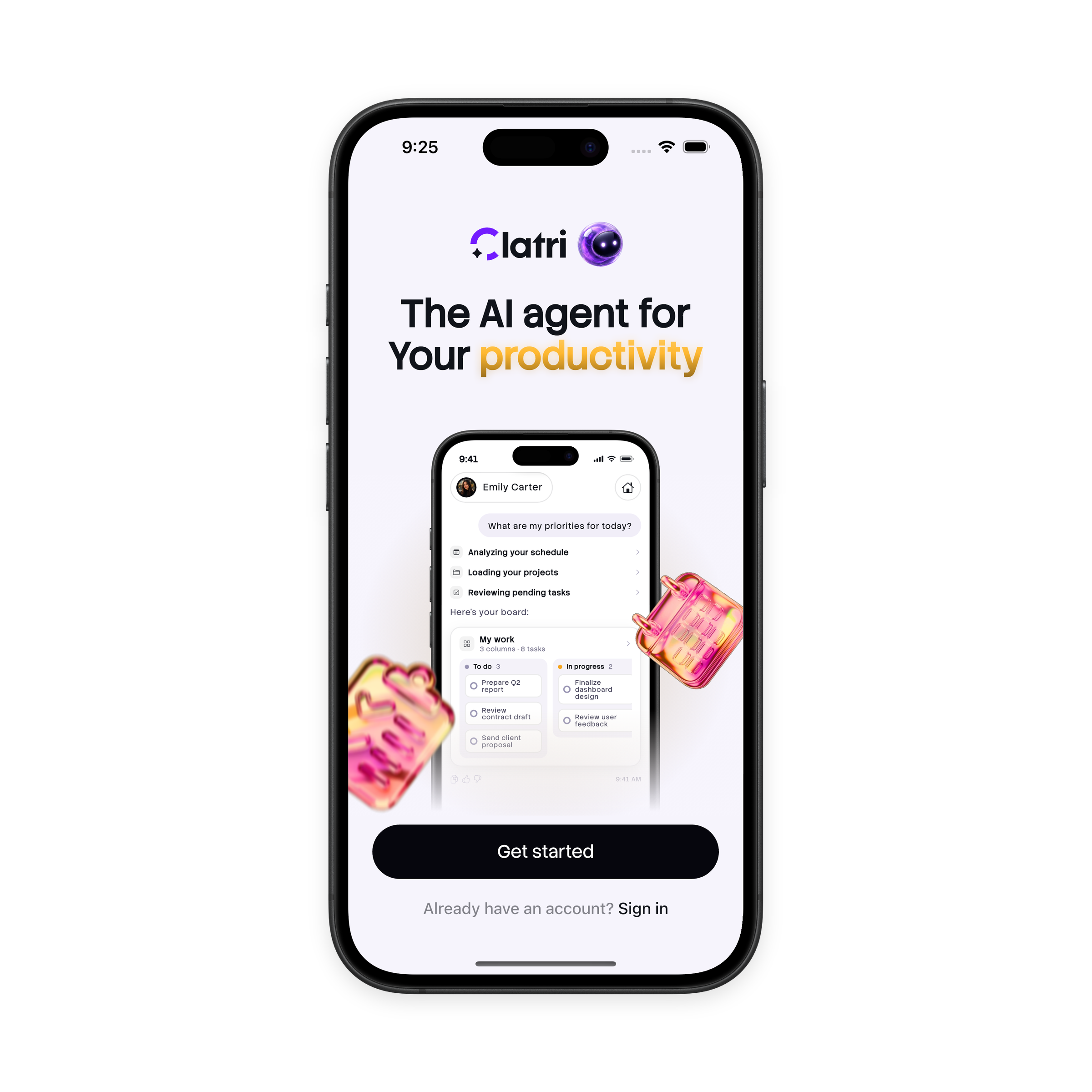 Landing productividad — El agente de IA para tu productividad, con el tablero de trabajo